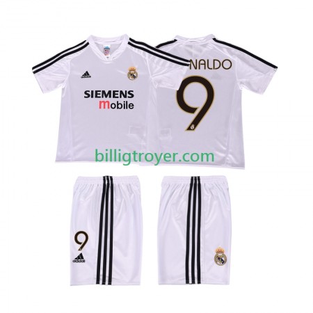 Billige Fotballdrakter Real Madrid RONALDO 9 2004 20025 Barn Retro Hjemmedraktsett Kortermet